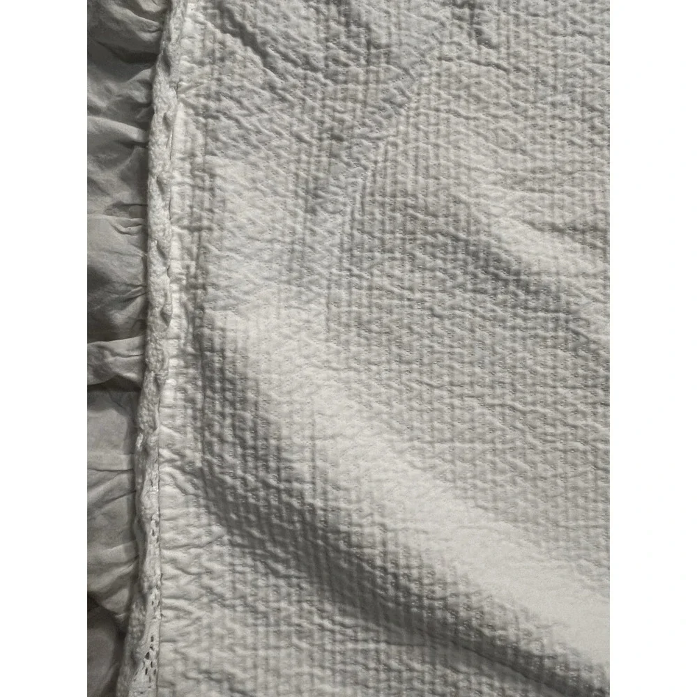 Single PiuBelle White Cotton Ruffled Textured EURO Pillow Sham 100% Cotton